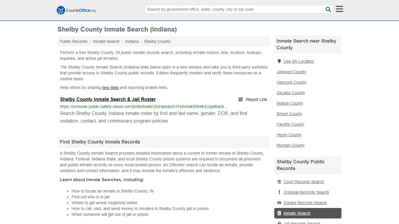 Inmate Search - Shelby County, IN (Inmate Rosters & Locators)